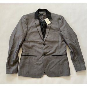 G By Guess Men’s Slim Fit Blazer In Grey With Black Contrasting Details Size M